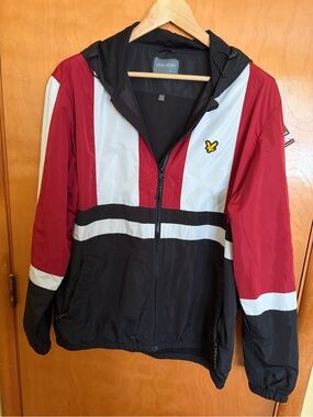 Lyle & Scott Men XL Red, White & Black Hooded Windbreaker